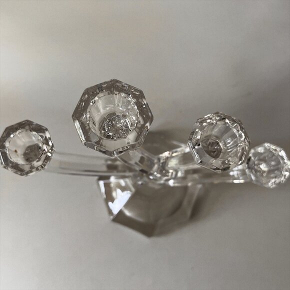 Vintage Full Lead Crystal 4-Arm Candle Holder MCM Minimalist Candelabra Germany - Picture 4 of 10